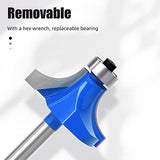 MEIGGTOOL 7Pcs 1/4"Inch Shanks Roundover Edging Router Bit Set,Round Radius: 1/2",3/8",5/16",1/4",7/32",3/16",1/8" MEIGGTOOL