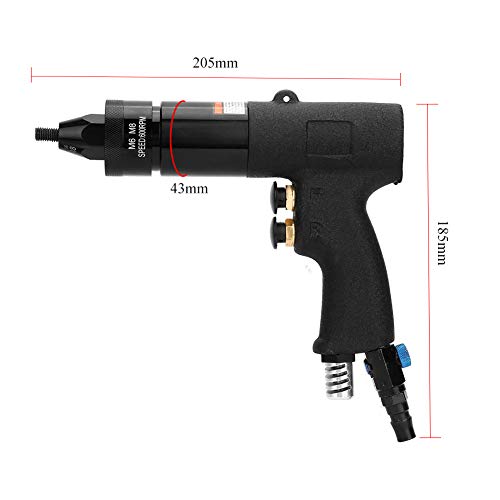 Rivet Gun, M6/M8 Pneumatic Riveter Nut Gun Riveting Tool Nut Chuck Kit Industrial Grade 1/4 Air Rivet Gun Positive and Negative Turn Self-Locking - WoodArtSupply