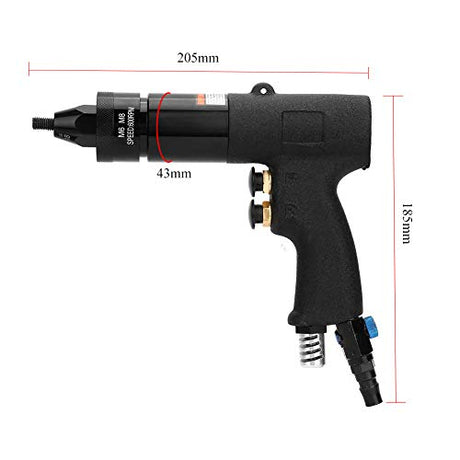 Rivet Gun, M6/M8 Pneumatic Riveter Nut Gun Riveting Tool Nut Chuck Kit Industrial Grade 1/4 Air Rivet Gun Positive and Negative Turn Self-Locking Yanmis