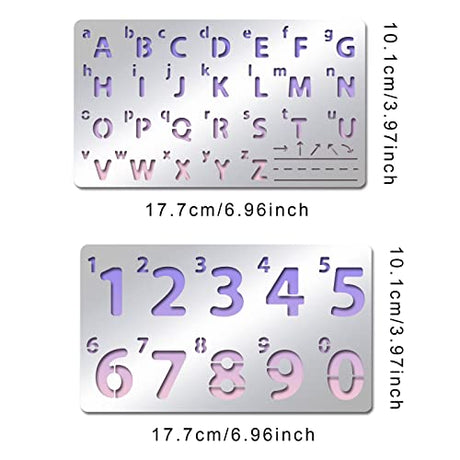 INFUNLY Metal Number Alphabet Stencils Mixed Letter Number Stencils Stainless Steel Number Alphabet Template for Painting Wood Carving Drawings INFUNLY
