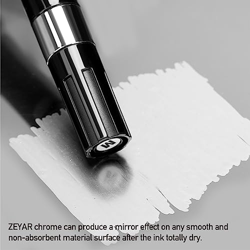 ZEYAR Liquid Chrome Marker Paint Marker, Silver Mirror Pen for smooth surfaces, High-gloss Mirrored display effects, Medium Point, set of 2 ZEYAR