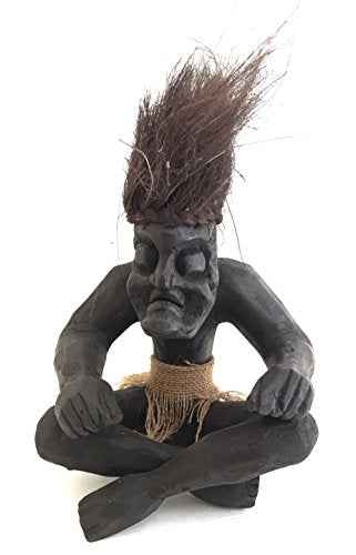 OMA® African Tiki God Statue Wood Carved Fortune & Happiness African Sculpture Lucky Tiki - WoodArtSupply