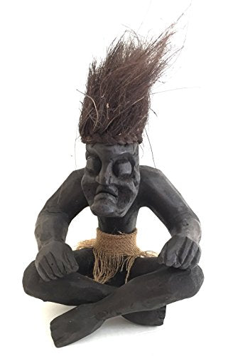 OMA® African Tiki God Statue Wood Carved Fortune & Happiness African Sculpture Lucky Tiki