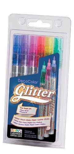 Uchida Of America 6 Piece Decolor Paint Marker Set Art Supplies, Assorted Glitter Uchida Of America