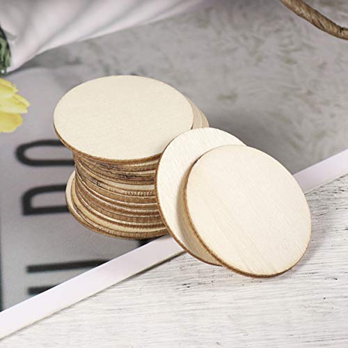 SEWACC Unfinished Wood Circle 100pcs 32mm Wooden Discs Round Wooden Pieces Wooden Cutouts Ornaments DIY Crafts for Art Crafts Project Home - WoodArtSupply