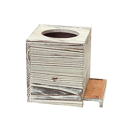 Rustic Wooden Tissue Box Cover Solid Wood Tissue Holders for Bathrooms Home Decoration(6x6x6.9 in) - WoodArtSupply