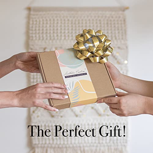 DIY Macrame Kit, Feather Dream Catcher Wall Hanging Kits for Teens & Adult Beginners, Craft Supplies for Boho Art Project-Macrame Cord, Gold Hoop, Aesthetic Creative