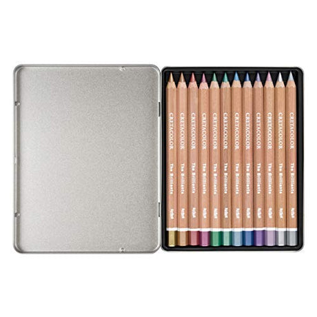 CRETACOLOR MegaColor Colored Pencil Set, 12 Count (Pack of 1), Metallic Cretacolor