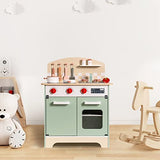 ROBOTIME Wooden Kitchen Playset for Kids Toddler, Wood Chef Pretend Play Kitchen Preschool Toy Kitchen Sets for Kids Boys Girls Ages 3 to 8 (Green) ROBOTIME