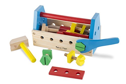 Melissa & Doug Take-Along Tool Kit Wooden Toy Set & 1 Scratch Art Mini-Pad Bundle (00494) Melissa & Doug