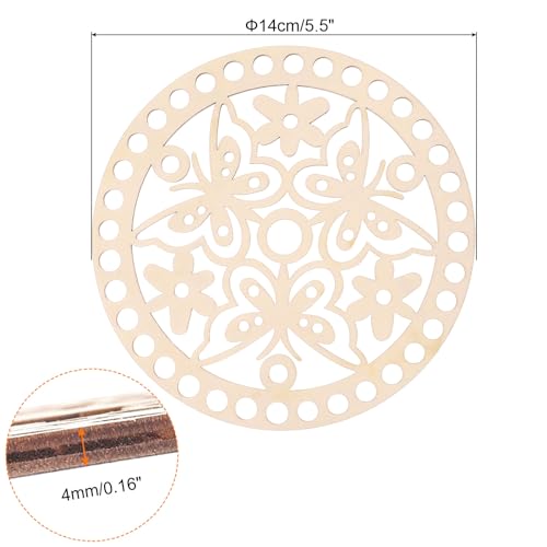MECCANIXITY Crochet Basket Base Wooden Basket Bottom, 5.5"(14cm) Crochet Bag Bottom, Round Basket Bottom for DIY Basket Crochet, Bag Weaving Knitting MECCANIXITY