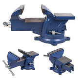 6" Heavy Duty Bench Vise, Pipe Vise Bench Vices with Anvil Swivel Table Top Clamp Locking Base, Double Swivel Rotating Vise Head& Body Rotates sanheshun