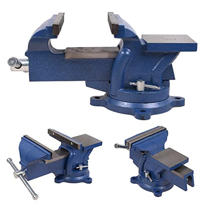 6" Heavy Duty Bench Vise, Pipe Vise Bench Vices with Anvil Swivel Table Top Clamp Locking Base, Double Swivel Rotating Vise Head& Body Rotates