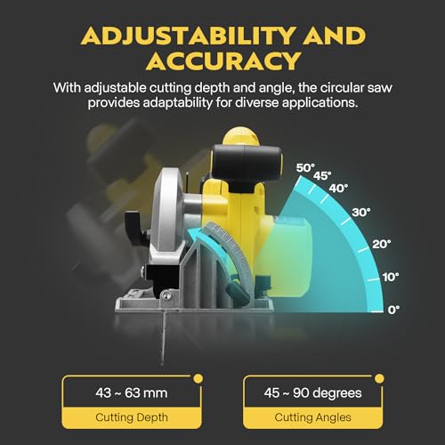 VIVOHOME 7-1/4-Inch Circular Saw Kit, 20V Brushless 4000 RPM, Max Cutting Depth 2-12/25"(90°), 1-5/8"(45°), Cordless Saw with a 4.0-Ah Battery, Fast VIVOHOME