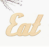 Woodums Retro-Eat Wood Sign Hello Décor Wall Art for Gallery Wall - Unfinished 24" Wide x 15" Tall Woodums