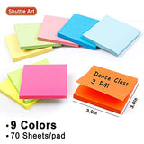 Shuttle Art School & Work Supplies Bundle, 10 Black Liquid Ink Rollerball Pens + 9 Bright Colors Sticky Notes for Writing Journaling Taking Notes Shuttle Art