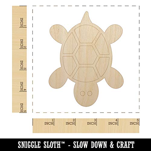 Turtle Top View Unfinished Wood Shape Piece Cutout for DIY Craft Projects - 1/8 Inch Thick - 4.70 Inch Size Sniggle Sloth