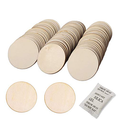 BEADNOVA Round Wood Circle Natural Unfinished Wooden Discs Plywood Circles Cutout for DIY Crafts (2 Inch, 50 Pieces) BEADNOVA