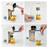 PairPear Kids Wooden Toys Coffee Maker Toy Espresso Machine Playset - Toddler Play Kitchen Accessories Gift for Girls and Boys PairPear