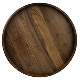 KINGCRAFT 26 x 26 inches Extra Large Round Ottoman Table Tray Wooden Solid Serving Tray with Handle Black Walnut Circle Platter Decorative Tray for Kingcraft