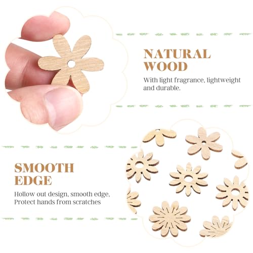 COHEALI Wood Blanks Unfinished Wood Crafts s en en s en Wooden Flowers Soft Wood Tiles COHEALI