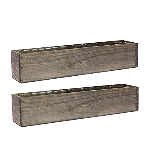 Wooden Planter Box, Rustic Barn Wood with Plastic Liner l Restaurant and Wedding Decorations l Wedding Bouquets, Table Centerpiece (20x4 Set of 2,