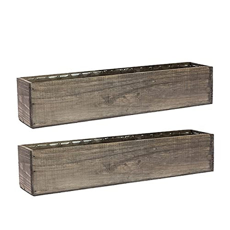 Wooden Planter Box, Rustic Barn Wood with Plastic Liner l Restaurant and Wedding Decorations l Wedding Bouquets, Table Centerpiece (20x4 Set of 2, CBT Floral & Craft