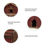 Glitzhome 10.25" H Hanging Birdhouse Rustic Wooden Barn Garden Bird House for Outdoor glitzhome