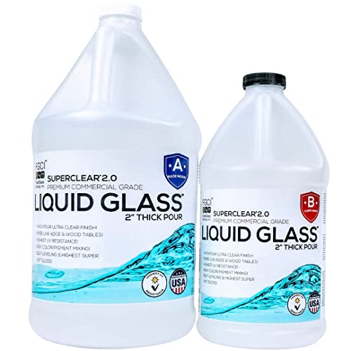 Superclear Deep Pour Epoxy Resin Kit, Premium Commercial Grade, 1.5 Gallons - 2:1 Crystal Clear Liquid Glass Pouring up to 2-4" - Self-Leveling Food - WoodArtSupply