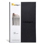 KINGART Finesse Kolinsky Sable Synthetic Blend Premium Watercolor Artist Brushes, Gift Box, Set of 8, Synthetic Brush Hairs, Acrylic Handle, for Oil, KINGART