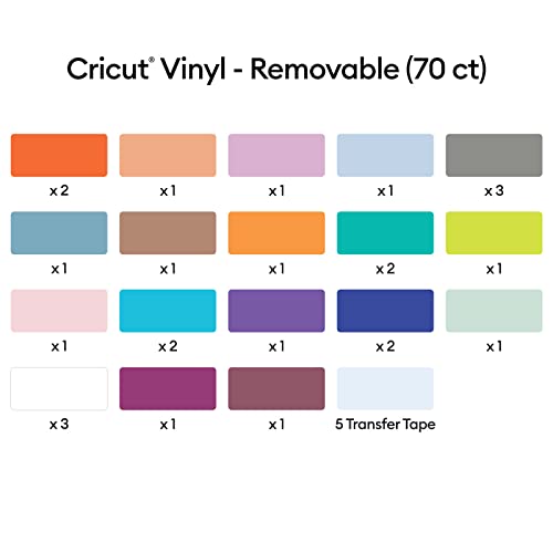 Cricut Removable Vinyl - Ultimate Sampler, 12x12 Vinyl Sheets and Transfer Tapes, No Residue or Marks, Removable Adhesive Vinyl for Cricut Machines, - WoodArtSupply