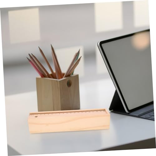 TEHAUX Box Wooden Pencil Case Desk Organizers Jewelery Storage Case Unpainted Pen Case Unfinished Wood Case Pencil Container Wood Pencil Case Pencil TEHAUX