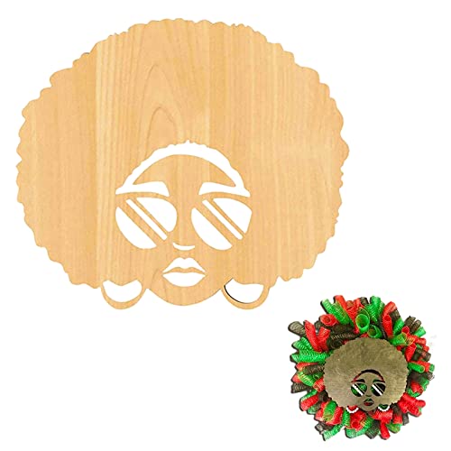 Head Silhouette Wooden Cutout Craft Template for Wreath Afro African Women Girl Queen Black Mother DIY Gifts from Daughter Son for Mom Holiday 13", - WoodArtSupply