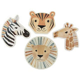 Craft Supply Safari Animals Painted Wood Cutout Shapes - 4 Mini Pieces - Zebra, Tiger, Lion, Giraffe, Multicolor Craft Supply