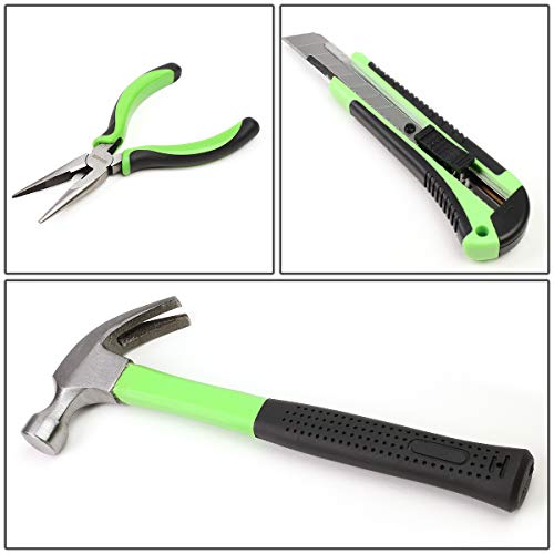 DNA MOTORING TOOLS-00018 Green 27 PCs 12V Cordless Power Drill Driver Bit Set w/Charger+Screwdrivers+Pliers Home Repair Kit, mint green DNA MOTORING