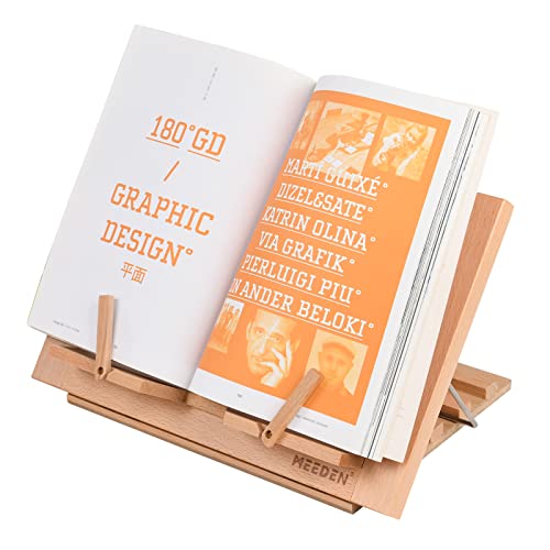 MEEDEN Book Stand for Reading, Book Holders for Reading Hands Free, Adjustable Solid Wood Cookbook Stand,Textbook Stand with Page Holder Clips,Holds - WoodArtSupply