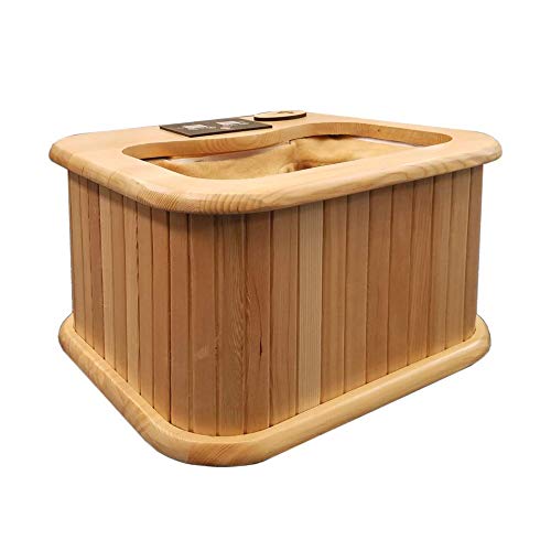 ShineCo Solid Wood Far Infrared Heating Foot Sauna Barrel - Japanese Style - Great Choice for WFH_110V Plug & Use - WoodArtSupply