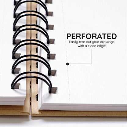 A4 Sketchbook - (Pack of 1, 80 Pages (40 Sheets)) Wire-O Portrait Drawing Pad for Heavy Mixed Media with Perforated 180gsm Acid Free Cartridge Paper - WoodArtSupply