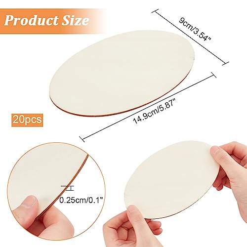 NBEADS 20 Pcs Wood Oval Sheets, Unfinished Thin Blank Wood 5.9×3.5 Inch(14.9×9cm) Oval Craft Wood Wooden Discs Slices for DIY Craft Wedding Christmas NBEADS