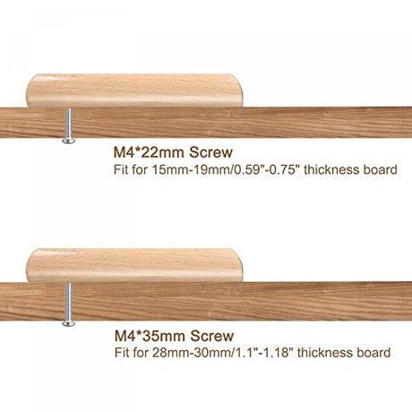 uxcell Wood Pull Handles, 4pcs 96mm/3.78" Hole Distance Wooden Drawer Unfinished Knobs Pulls for Kitchen Furniture Drawer Wardrobe Cupboard uxcell