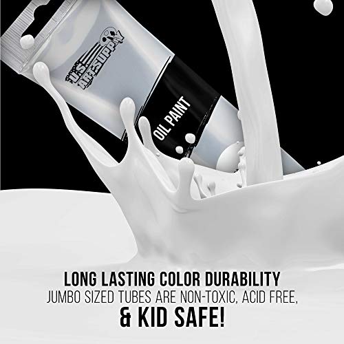 U.S. Art Supply Artists Oil Color Paint, Titanium White, 2 Extra-Large 100ml Tubes - Professional Grade, Excellent Tinting Strength, Mixable - U.S. Art Supply