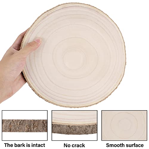 Prsildan 4 Pcs Large Natural Wood Slices, 10-11.5 Inches Unfinished Wood Centerpieces for Tables, DIY Round Wooden Circle Sign Crafts for Wedding Prsildan