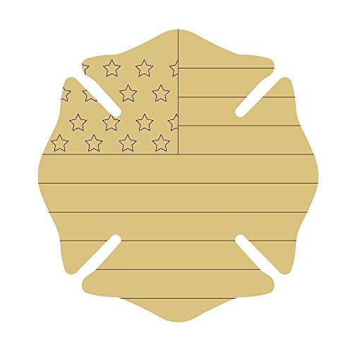 Maltese Cross Design by Lines Cutout Unfinished Wood Fireman Door Hanger MDF Shape Canvas Style 1 Art 2 (18") Diverse Woodworking