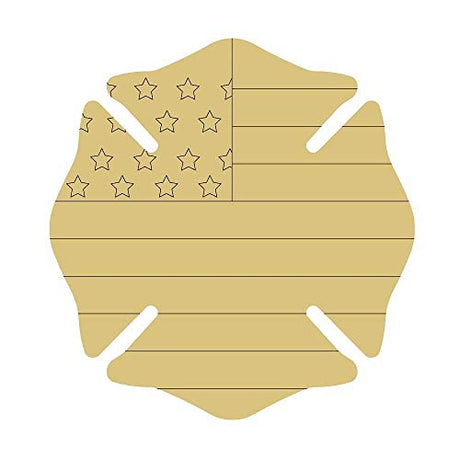 Maltese Cross Design by Lines Cutout Unfinished Wood Fireman Door Hanger MDF Shape Canvas Style 1 Art 2 (18") Diverse Woodworking