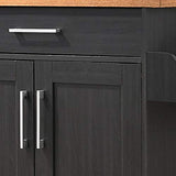 Hodedah Kitchen Island with Spice Rack, Towel Rack & Drawer, Black with Beech Top Hodedah