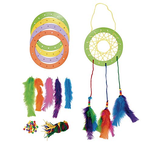 Colorations DIY Make Your Own Dream Catcher Arts and Crafts Kit Includes Rings, Beads, Feathers, Yarn Instructions Colorations