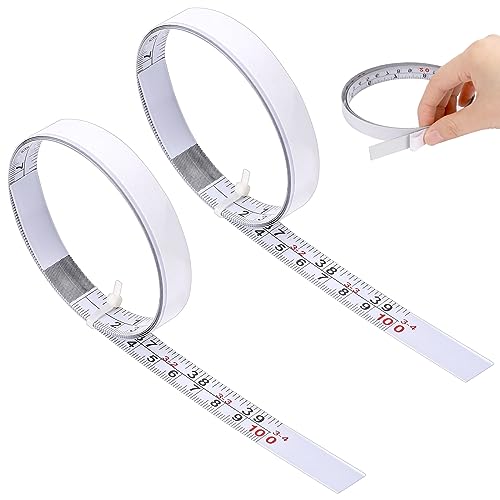 2 Pack Measure Tape with Adhesive Backing,39'' Left to Right Metal Self-Adhesive Measuring Tape Sticky Measure Tape Double Scale Sticky Tape Measure Mozeat Lens