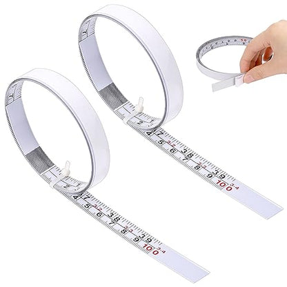 2 Pack Measure Tape with Adhesive Backing,39'' Left to Right Metal Self-Adhesive Measuring Tape Sticky Measure Tape Double Scale Sticky Tape Measure