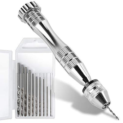 Pin Vise for Resin Casting Molds, LEOBRO Steel Hand Drill, Resin Drill with 10 PCS Drill Bit, Precision Hand Drill Tools for Epoxy Resin Arts Crafts,