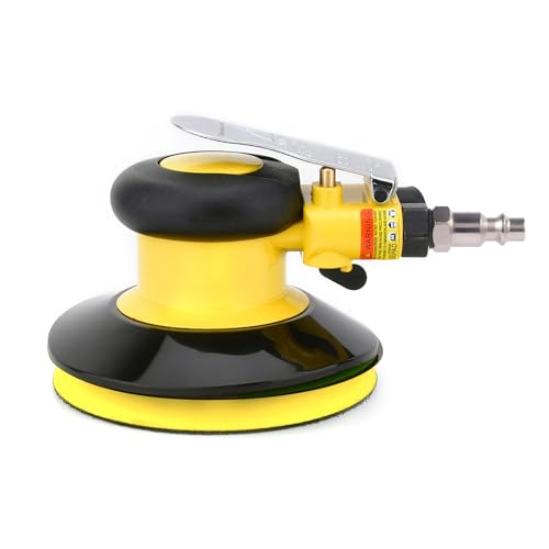 Professional Air Random Orbital Palm Sander, Dual Action Pneumatic Sander, Low Vibration, Heavy Duty … (5-inch Yellow) - WoodArtSupply